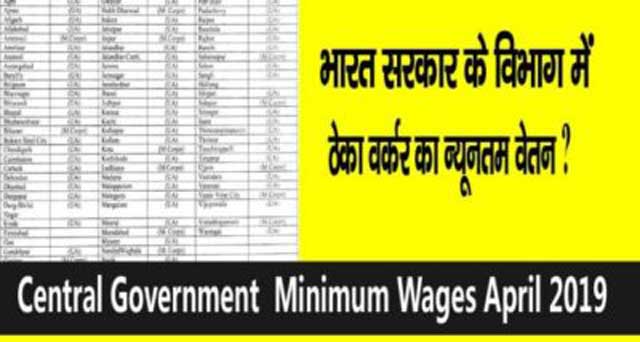Central Government Minimum Wages