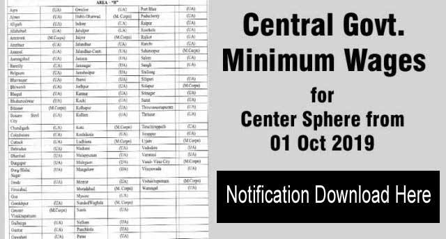 Central Government Minimum Wages 01 Oct 2019-20 pdf से कितना मिलेगा